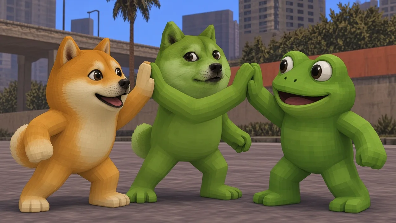 Doge and Pepe high five